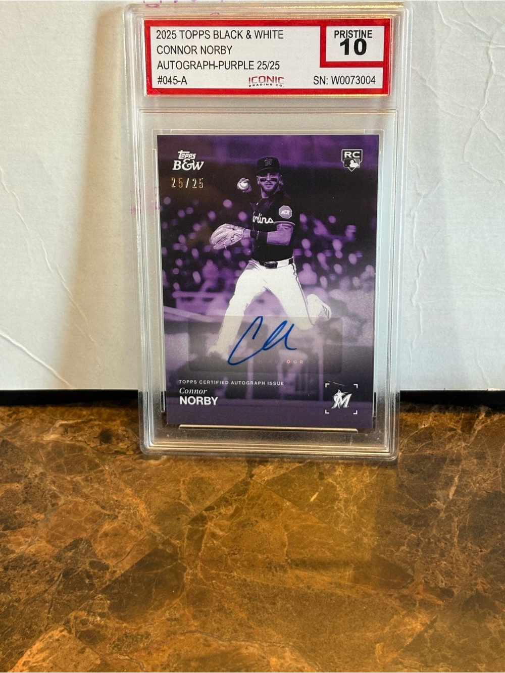 Connor Norby Autographed Baseball Card - Purple - Topps /25